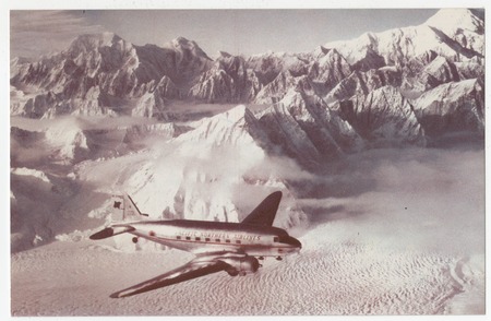 Pacific Northern Airlines flight over glacier, Alaska