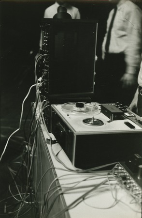 Ping: Performance logistics: 4-track tape machine for playback of pre-recorded tape during performance