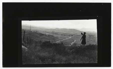 View of El Cajon valley with woman in foreground