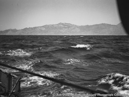 View of ocean and [Baja California, Mexico?] coastline from American Agar Company boat