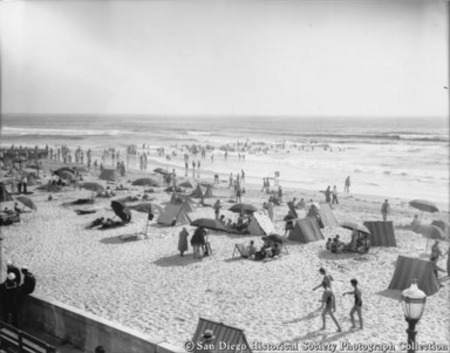 People on the beach at Mission Beach