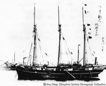 Sailing ship Toni Maru that brought Japanese fishermen to San Diego and Ensenada