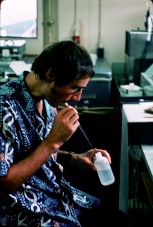 Peter Hochachka with a pipette in his mouth