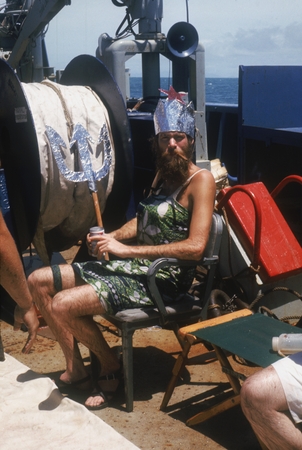 Paul O&#39;Neill as her Highness Amphitrite of King Neptune&#39;s court, at an Equator Crossing the Line ceremony, onboard the Tho...