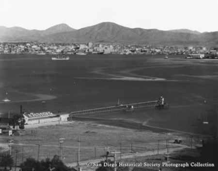 View from Point Loma of K. Hovden Company fish cannery and San Diego Bay