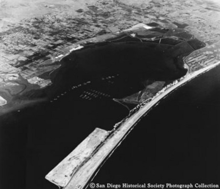 Aerial view of San Diego Bay and Silver Strand
