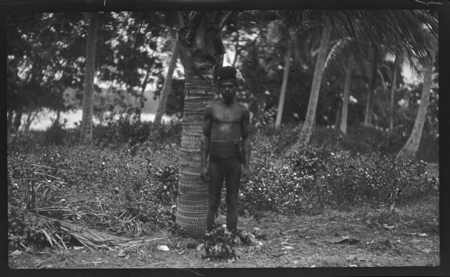 Man standing next to a tree