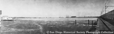 Panoramic view of tidal flats, San Diego harbor