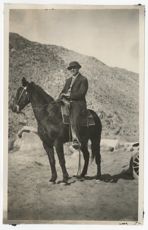 Fred Jackson on horseback at Mountain Springs survey