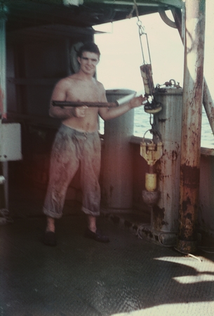 Robert Floyd Dill pictured here on board the Scripps Institution of Oceanography research vessel Horizon, during the Midpa...