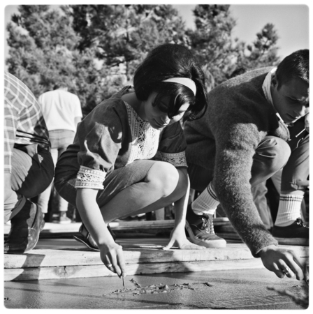 Class of 1968 Revelle Plaza cement signing