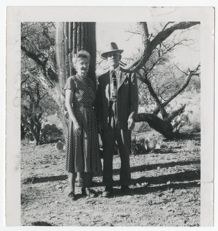 Ed E. Boyd and Mrs. Boyd in the desert