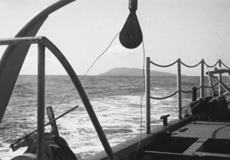 View of land from deck of ship