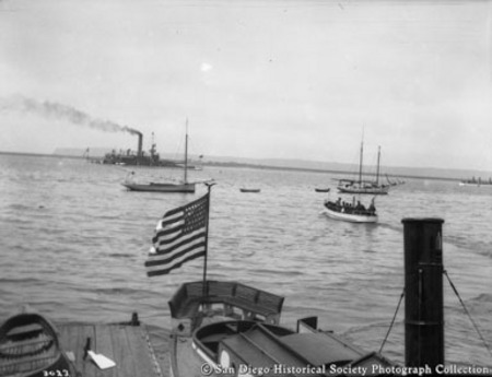 Steamer and boats on San Diego Bay