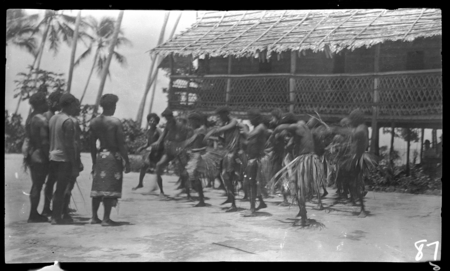 Group of men dancing, Santa Ana Island