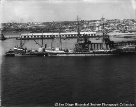 View of San Diego harbor from deck of USS San Diego