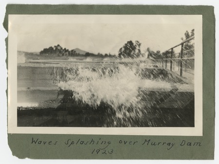 Water splashing on the top of Lake Murray Dam