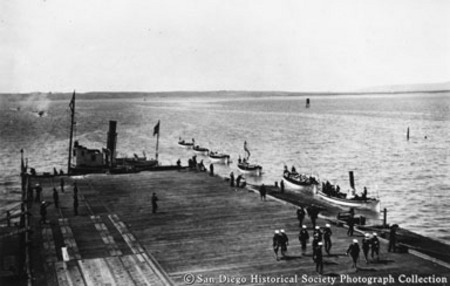 U.S. Navy launches from Great White Fleet heading to Coronado with sailors on leave