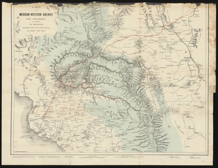Map of the Mexican-Western Railway from Topolobampo via Bocoyna to Chihuahua Showing the Sierra...