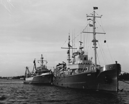 Ships Horizon and Argo at Cochin, India. Lusiad Expedition, September 28, 1962