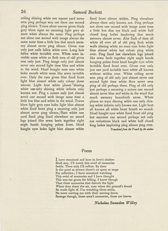 Ping: Page from Encounter magazine with Beckett text from his story Ping
