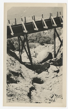 Wash out under San Diego flume trestles after 1916 flood