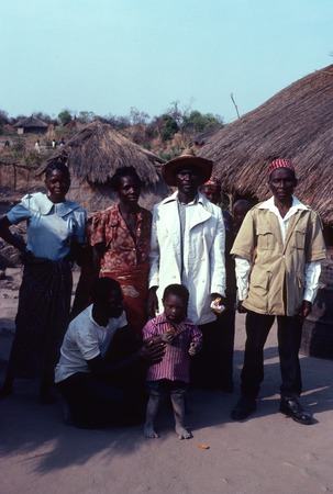 Portrait of Mr. Benson Chishimbachanda Chikwekwe and Associates at Kanakakonge village, Kaputa District