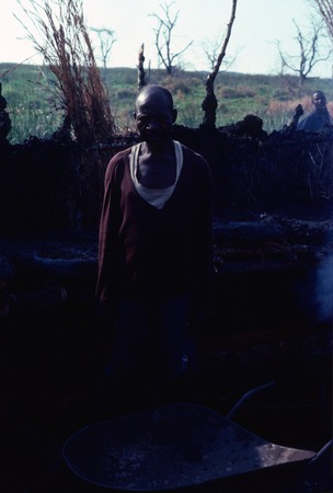 Man working a salt-making camp near Kaputa village