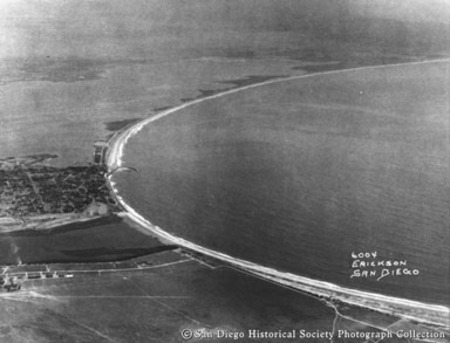 Aerial view of Coronado and Silver Strand coastline, looking south