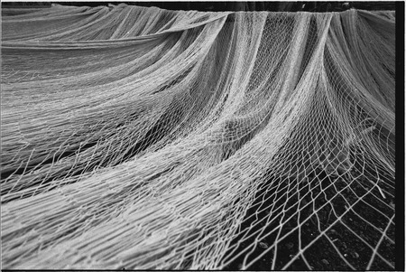 Fishing nets hanging on a line