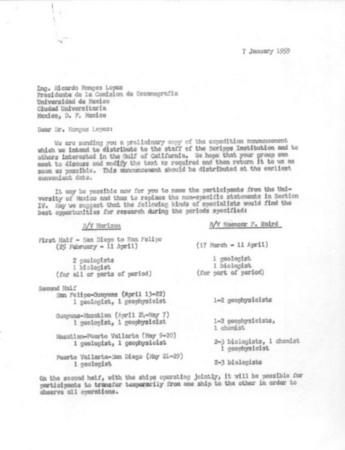 Letter to Ing. Ricardo Monges Lopes