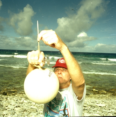 Dave Moss collecting air samples on Christmas Island
