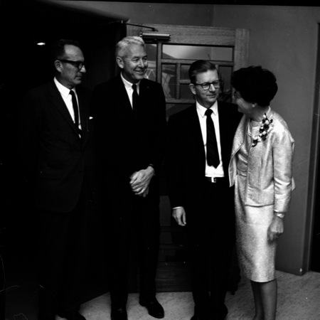 William A. Nierenberg, John S. Galbraith, Charles J. Hitch, and Mrs. Hitch at reception for The Ocean 1968: A New World sy...
