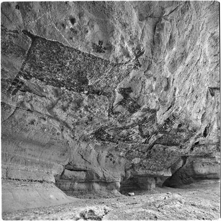 Cave with rock art at Boca de San Julio where Cañada de San Julio joins Arroyo San Nicolás