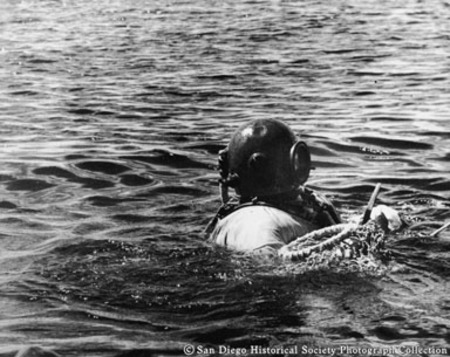 American Agar and Chemical Company diver swimming on surface of ocean