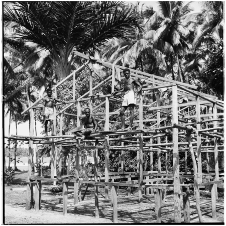 Men during construction of a building
