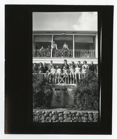 Fletcher family portrait, posing on home balconies