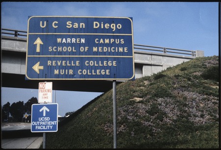 UCSD campus sign on Gilman Drive at La Jolla Village Drive