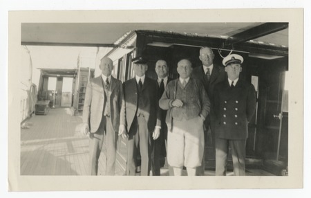 Group portrait aboard Colonel Ira C. Copley&#39;s yacht Happy Days