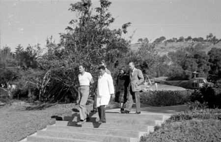 (Left to right) Actor Errol Flynn, Carl Leavitt Hubbs, unidentified man, Laura Clark Hubbs, and Harald Ulrik Sverdrup, wal...