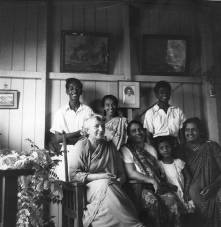 The Baksh family of Suva, Fiji, and Sister Norton from U.S.A. Capricorn Expedition, December 12, 1952