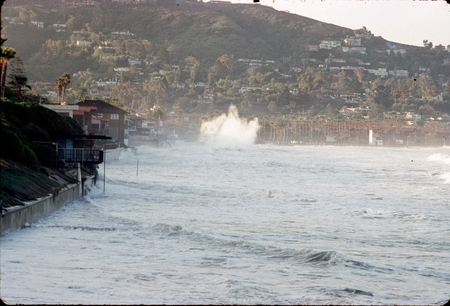 Storm waves crashing against the shore