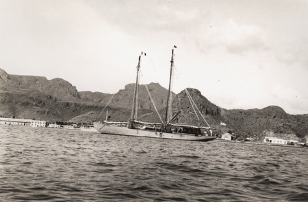 R/V E.W. Scripps lying at anchor at Guaymas. Mexico. Gulf of California Expedition, 1939