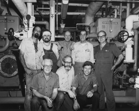 Clarke&#39;s Crew from the engine room during Leg 72, of the Deep Sea Drilling Project. Joe Clarke was the captain of the D/V ...