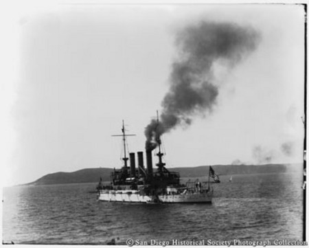 USS Missouri steaming off coast of Coronado