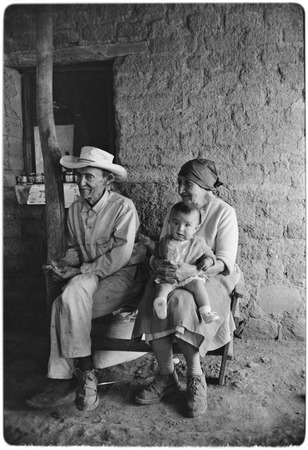 Hipolito Arce Patron, Filomena Villavicencio Arce and baby at Rancho San Gregorio