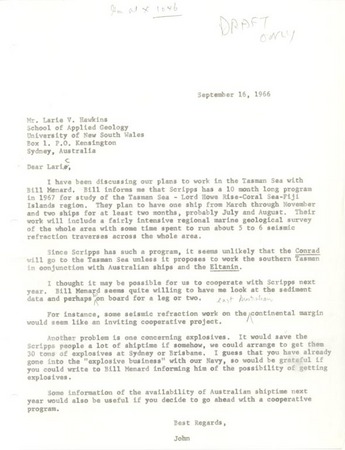 Letter to Larie V. Hawkins