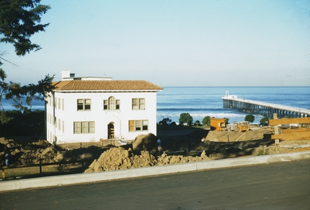 Construction begins next to Ritter Hall for the Ritter Hall addition on the Scripps Institution of Oceanography campus. 1955.