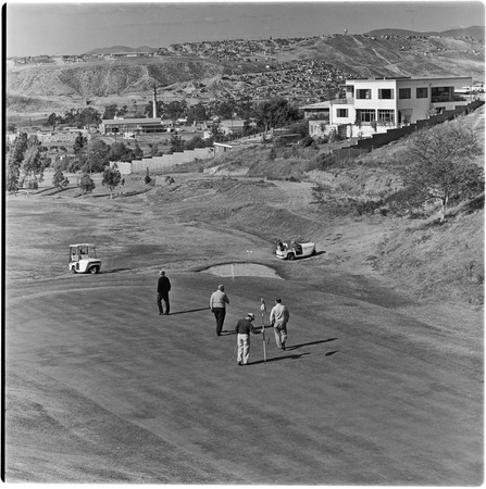 Golf course at the Tijuana Country Club. In the background, the minaret