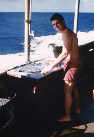 Robert Dill doing laundry onboard R/V Horizon